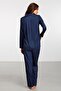 Combed Mood Women's Satin Shirt Pajamas Suit 2030 - 2