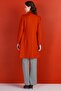 Snap Button Collarless Coat Orange - 5