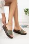 Women's Khaki Linda Wedge Heel Casual Thick Soled Slippers - 2