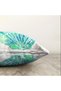 Modern Raschel Knitted Pillow Throw Pillow Cover with Green Colored Seashell Pattern on Double Sided White Background - 3