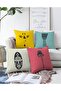4-Piece Double Sided Colorful Onedraw Drawing On Background Modern Raschel Knitted Pillow Throw Pillow Cover Set