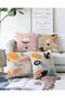 4-Piece Double Sided Colorful Onedraw Drawing On Background Modern Raschel Knitted Pillow Throw Pillow Cover Set
