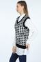Women's Crow's Feet Patterned Black Sweater Vest - 3