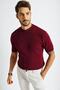 Men's Crew Neck Ribbed Short Sleeve Thin Knitwear Sweater 21w301 - 2