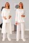 Women's Ecru Easy Breastfeeding Feature Maternity Pajamas Set with Dressing Gown 20124