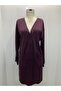 Women's Plum Long Buttoned Pocketed Mother Combed Cotton Cardigan