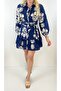 Ethnic Patterned Navy Blue Dress - 3