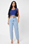 Kadın Lacivert Kare Yaka Crop Top Bluz - 3