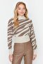 Vizon Zebra Desenli Crop Triko Kazak TWOAW21KZ0010