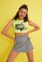 Women's Neon Batik Green Horror Themed Printed Sleeveless Cotton Tshirt