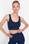 Koyu Lacivert Seamless/Dikişsiz Destekli/Şekillendirici Kalın Askılı Spor Sütyeni TWOAW23SS00019 - 2