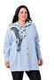 Large Size Leaf Printed Half Balloon Mold Skirt Stitched Baby Blue Shirt - 2