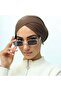 نظارة شمسية عتيقة بإطار ذهبي مستطيل أسود للنساء