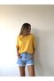 Unisex Yellow Cotton Crew Neck Boyfriend Knitted Oversize T-shirt