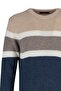 Bej Slim Fit Yünlü Bisiklet Yaka Panelli Renk Bloklu Triko Kazak TMNAW22KZ0343 - 11