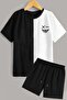 Unisex Back Printed Shorts T-shirt Tracksuit Set