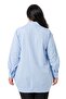 Large Size Leaf Printed Half Balloon Mold Skirt Stitched Baby Blue Shirt - 3
