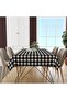 Black and white Square Tablecloth Thin Linen International Wash and Fade Certificate - 3
