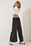 Women's Black Side Slit Ayrobin Shalwar Trousers DE00001 - 2