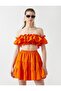 Flounce Crop Blouse - 3