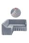 Corner Sofa Set Cover L-Shaped Sofa Set Cover Wrinkled Gray Brc-Kosatakım Sofa Cover - 3