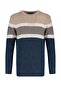 Bej Slim Fit Yünlü Bisiklet Yaka Panelli Renk Bloklu Triko Kazak TMNAW22KZ0343 - 10