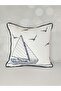 Embroidered Throw Pillow Cover Ship Model Embroidered Piping