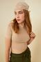 Women's Cream Short Sleeve Crop Blouse