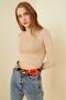 Women's Cream Half Fisherman Crop Blouse - 2