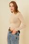 Women's Cream Half Fisherman Crop Blouse - 4