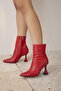 Seductive Zippered Boots Red 8 cm Women & Bootie, Heels - 4