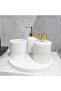 White Golden - Natural Marble Bathroom Set | 4 Pieces | Gold | - 2