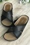 11259 Black Massage Soft Orthopedic Sole Cross Summer Women's Slippers - 2