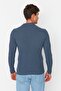 Indigo Fitted Dar Kalıp Pamuklu Yarım Balıkçı Yaka Fitilli Triko Kazak TMNAW21KZ0568 - 14