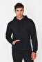 Siyah Oversize/Geniş Kesim Kapüşonlu İçi Polar/Sıcak Tutan Sweatshirt TMNAW23SW00195 - 9