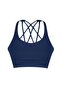 Navy Blue Supported/Styling Back Cross Rope Strap Knitted Sports Bra TWOAW23SS00000 - 6
