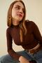 Women's Bitter Brown Half Fisherman Crop Blouse