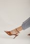 Dorito Transparent Cross Banded Tan 8 cm Women's Classic Heeled Shoes - 5