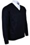 Men's Woolen Sweater V-Neck Regular Classic Cut Navy Blue Rar00372 - 4