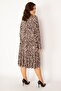 Women's Large Size Brown V-Neck Front Patchwork Half Buttoned Waist Gathered Long Sleeve Dress 65n33705 - 3