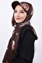 شال منقوش مع قبعة بني - 2