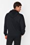 Siyah Oversize/Geniş Kesim Kapüşonlu İçi Polar/Sıcak Tutan Sweatshirt TMNAW23SW00195 - 10
