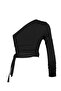 Siyah Fitted/Vücuda Oturan Bağlama Detaylı Tek Kol Crop Esnek Örme Bluz TWOAW23BZ00094 - 12