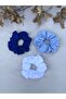 Blue White 3-Piece Women's Cotton Buckle Set