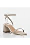 Genuine Leather Beige Women's Heeled Sandals - 2