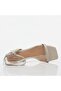 Genuine Leather Beige Women's Heeled Sandals - 4