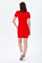 Women's Red Camisole Crew Neck Short Sleeve Ribbed Mini Dress - 8