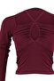 Bordo Fitted/Vücuda Oturan Boyundan Bağlamalı Esnek Örme Bluz TWOAW23BZ00093 - 8