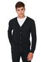 Siyah Slim Fit Pamuklu V Yaka Düğmeli Hırka TMNAW21HI0274
