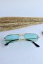 نظارات شاشة Nora Water Green Gold Square مستطيلة غير لامعة Uv400 للجنسين - 3